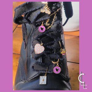 Custom Punk Shoe Charms in plum, pink and gold